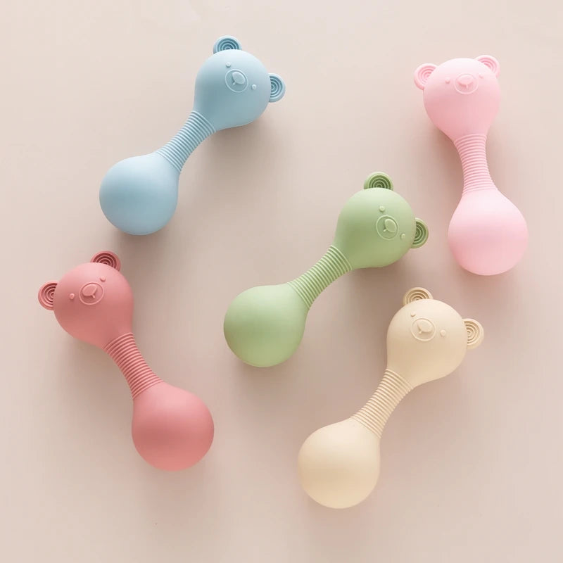 Maracas Silicone pour Bébé | Hochet Musical Ourson 0-12 mois