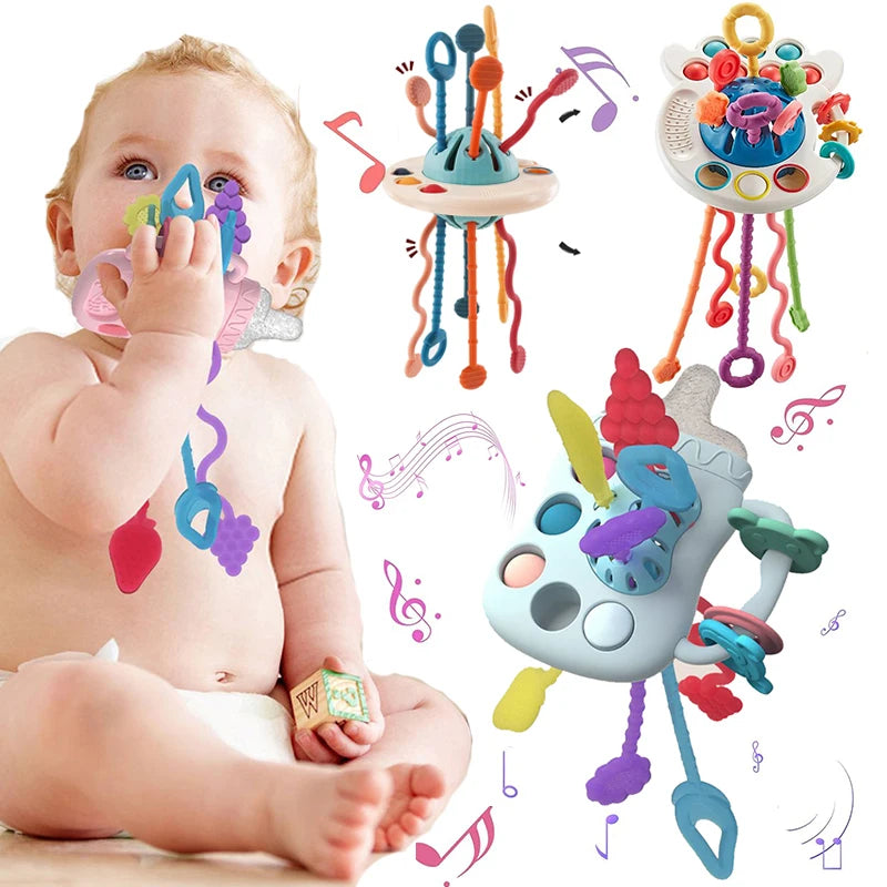 Hochet Sensoriel Montessori | Jouet d'Éveil Silicone pour Bébé 0-2 ans