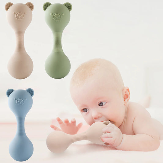 Maracas Silicone pour Bébé | Hochet Musical Ourson 0-12 mois